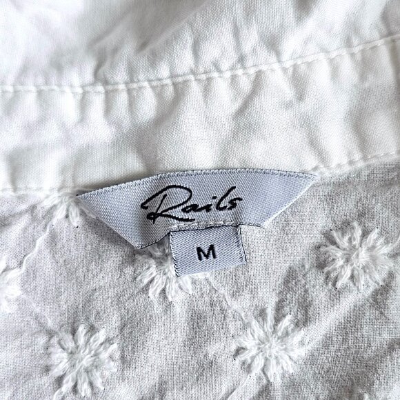 Rails Juliette White Eyelet Mix Button Up Long Sleeve Shirt, M, White - Picture 6 of 9